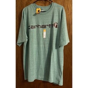 NWT CARHARTT MENS LOOSE FIT GRAPHIC LOGO SHORT SLEEVE T SHIRT SZ L GREEN HEATHER